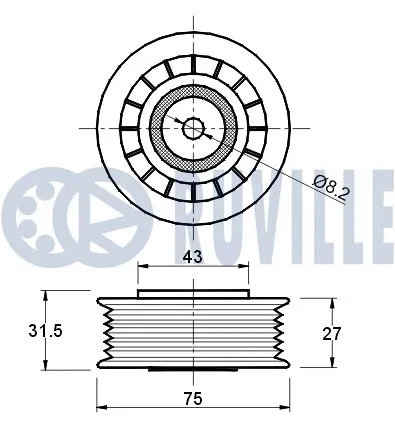 Deflection/Guide Pulley, V-ribbed belt