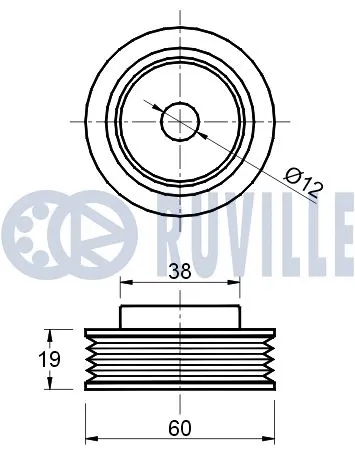 Deflection/Guide Pulley, V-ribbed belt