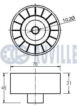Deflection/Guide Pulley, V-ribbed belt