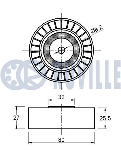 Deflection/Guide Pulley, V-ribbed belt