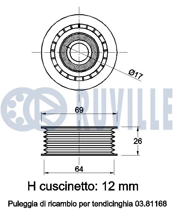 Deflection/Guide Pulley, V-ribbed belt