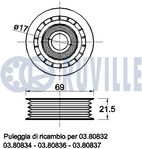 Deflection/Guide Pulley, V-ribbed belt