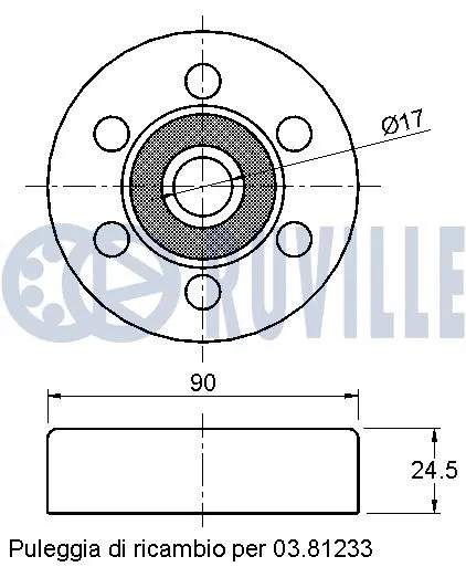 Deflection/Guide Pulley, V-ribbed belt