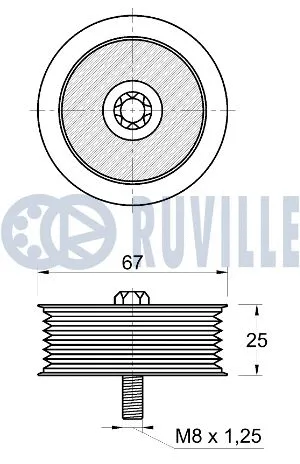 Deflection/Guide Pulley, V-ribbed belt