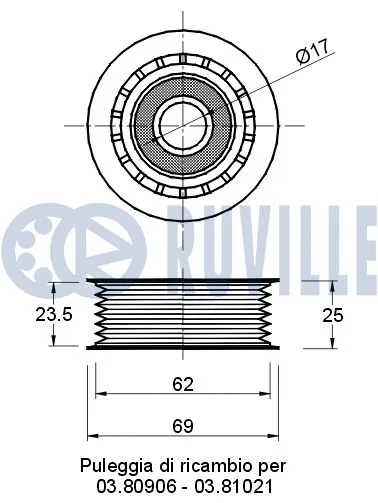 Deflection/Guide Pulley, V-ribbed belt