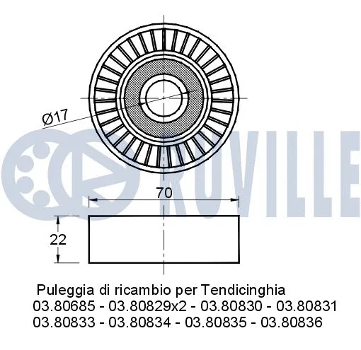 Deflection/Guide Pulley, V-ribbed belt