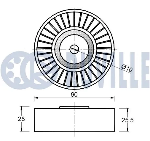 Deflection/Guide Pulley, V-ribbed belt