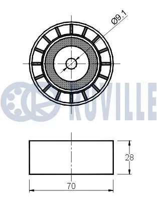 Deflection/Guide Pulley, V-ribbed belt