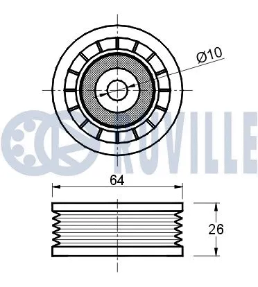 Deflection/Guide Pulley, V-ribbed belt