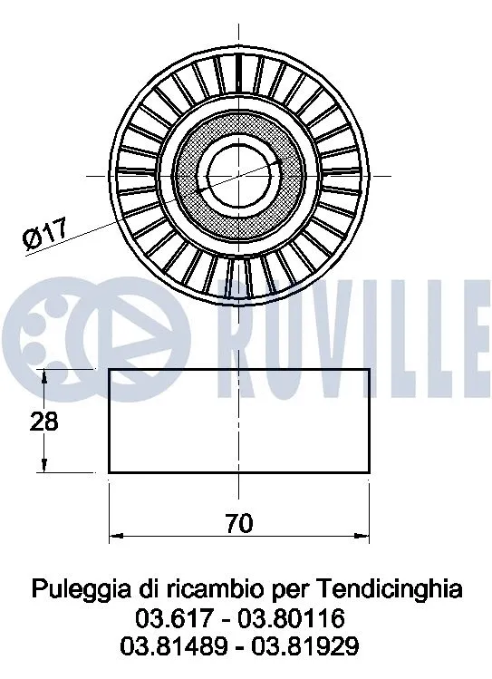 Deflection/Guide Pulley, V-ribbed belt