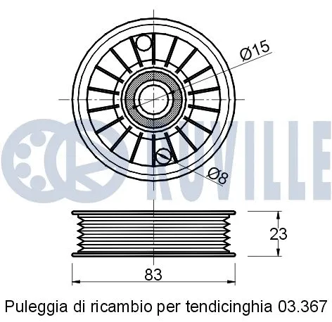 Deflection/Guide Pulley, V-ribbed belt