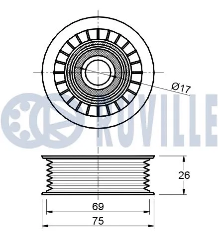 Deflection/Guide Pulley, V-ribbed belt