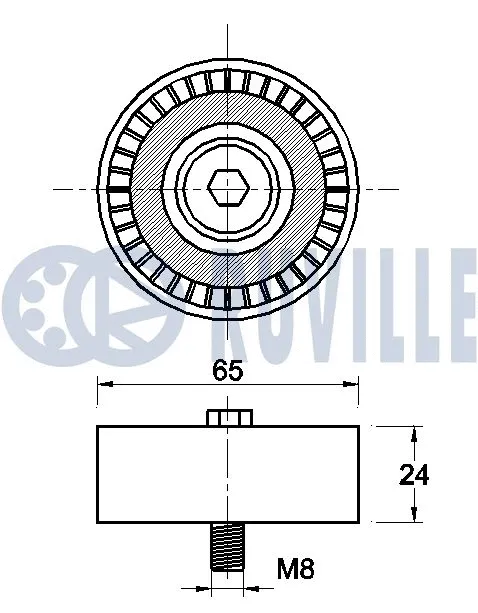 Deflection/Guide Pulley, V-ribbed belt