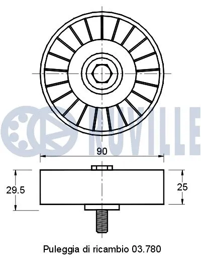 Deflection/Guide Pulley, V-ribbed belt