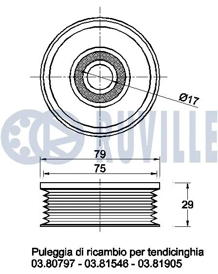 Deflection/Guide Pulley, V-ribbed belt