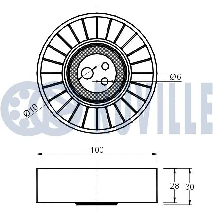 Deflection/Guide Pulley, V-ribbed belt