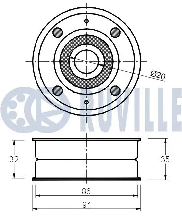 Deflection/Guide Pulley, V-ribbed belt