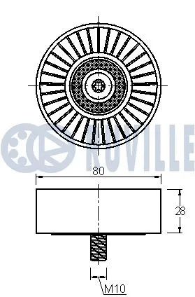 Deflection/Guide Pulley, V-ribbed belt