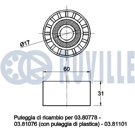 Deflection/Guide Pulley, V-ribbed belt