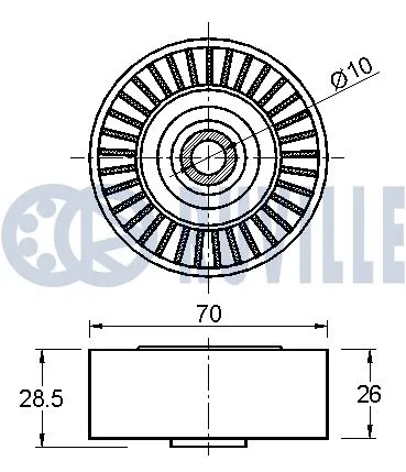 Deflection/Guide Pulley, V-ribbed belt