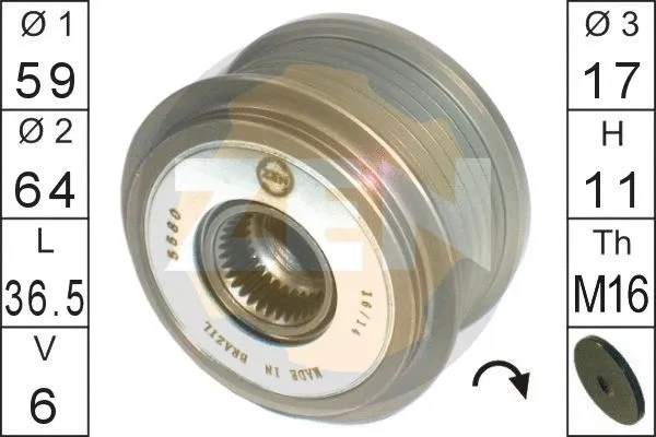 Alternator Freewheel Clutch (ZN5580)