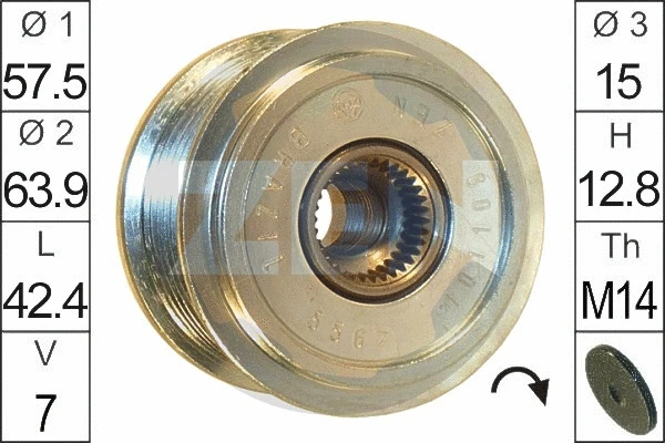 Alternator Freewheel Clutch (ZN5567)