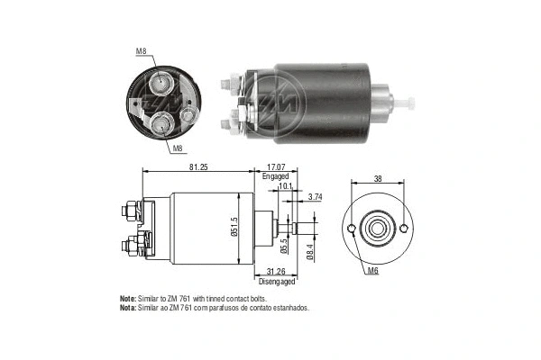 Solenoid Switch, starter (ZM1761C)