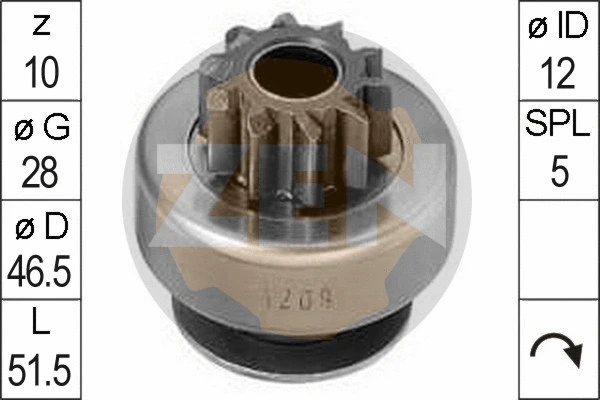 Freewheel Gear, starter (ZN1209)