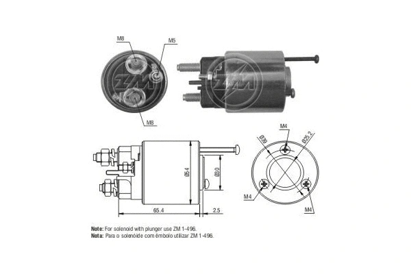 Solenoid Switch, starter (ZM496)