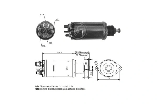 Solenoid Switch, starter (ZM811)