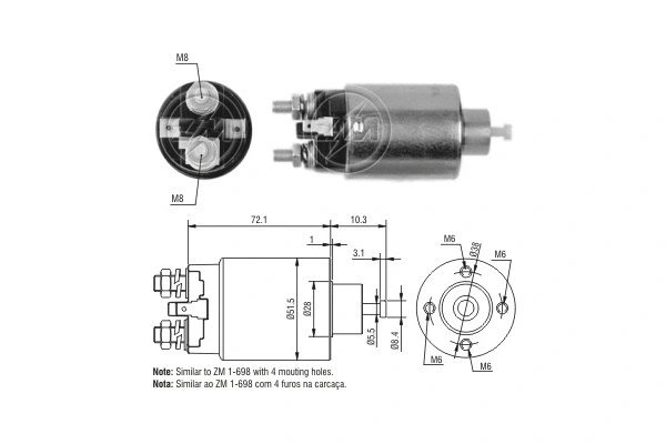 Solenoid Switch, starter (ZM5698)