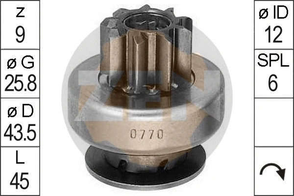 Freewheel Gear, starter (ZN0770)