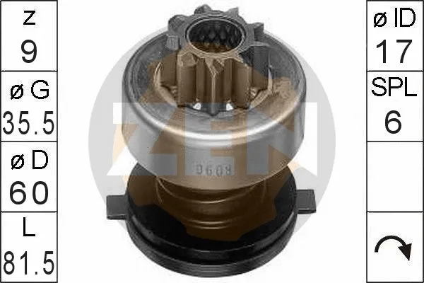 Freewheel Gear, starter (ZN0608)