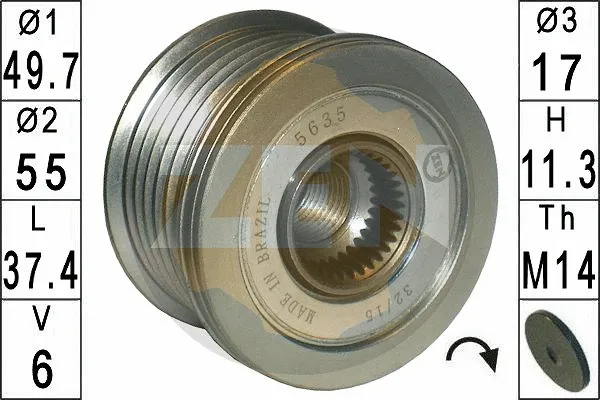 Alternator Freewheel Clutch (ZN5635)