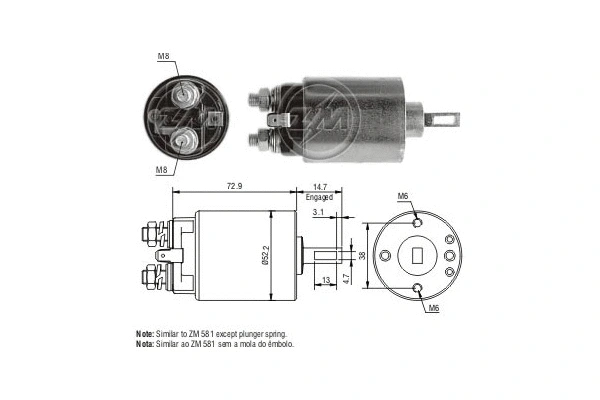 Solenoid Switch, starter (ZM680)