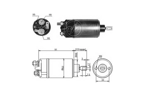 Solenoid Switch, starter (ZM624)