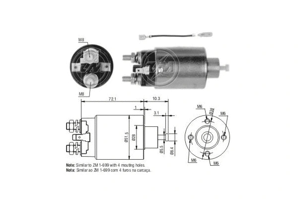Solenoid Switch, starter (ZM2699)