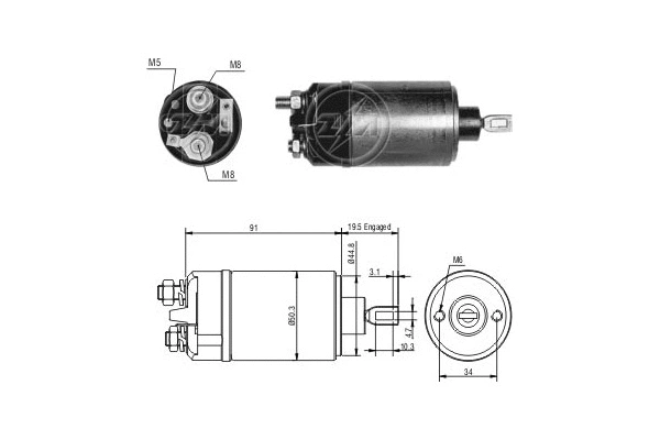 Solenoid Switch, starter (ZM526)