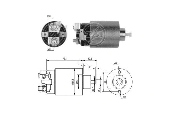 Solenoid Switch, starter (ZM698)