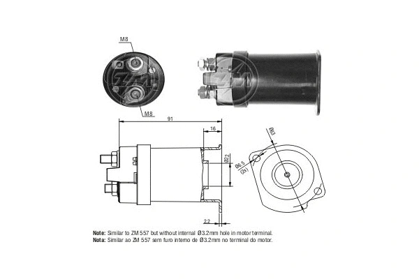 Solenoid Switch, starter (ZM1557)