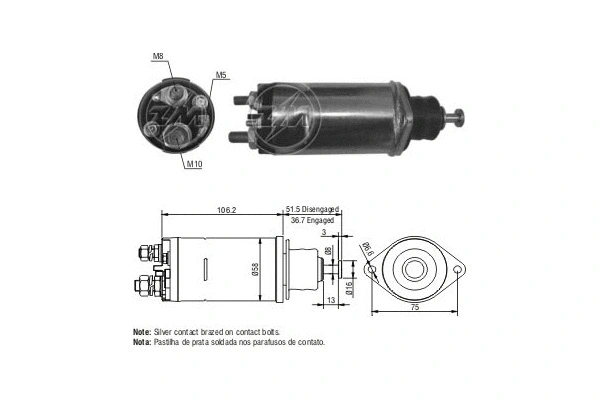 Solenoid Switch, starter (ZM810)