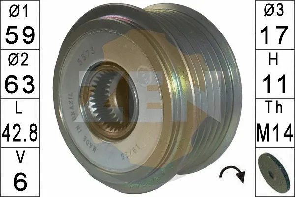 Alternator Freewheel Clutch (ZN5573)
