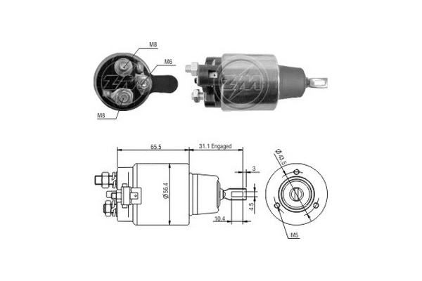 Solenoid Switch, starter (ZM1477)