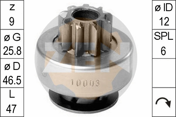 Freewheel Gear, starter (ZN10003)