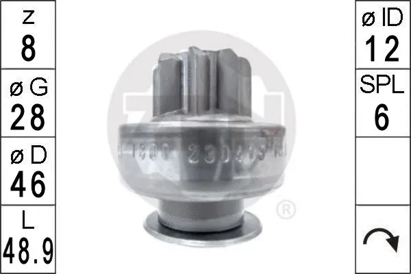 Freewheel Gear, starter (ZN1800)