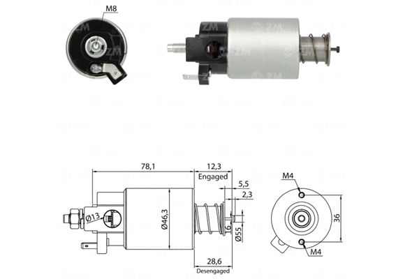 Solenoid Switch, starter (ZM1665)