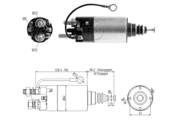 Solenoid Switch, starter (ZM2842)