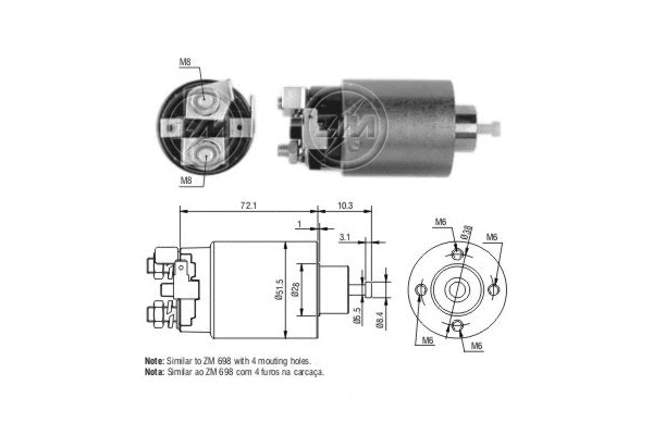 Solenoid Switch, starter (ZM4698)