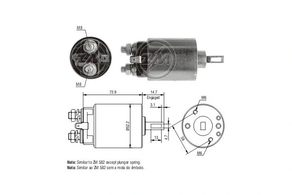 Solenoid Switch, starter (ZM681)