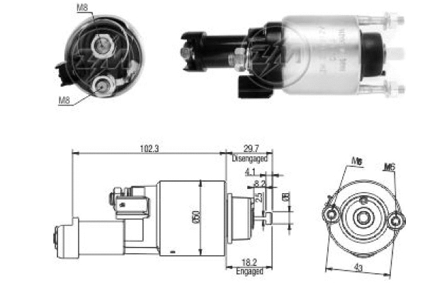 Solenoid Switch, starter (ZM3705)